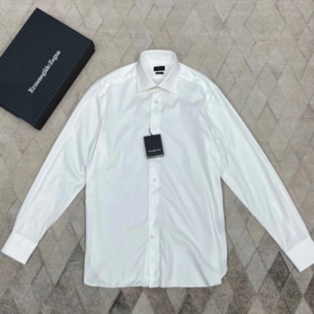 未使用 ZEGNA 129479 男款杰尼亚主线白色衬衫