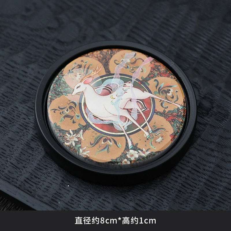 亘古 家用国风圆形吸水速干茶杯托隔热杯垫功夫茶具配件（2个装）