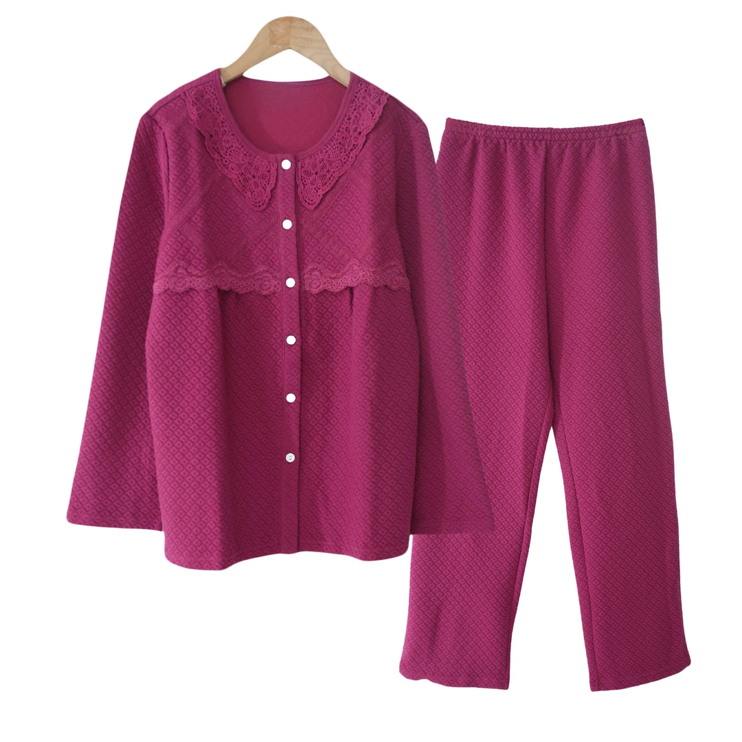 新款女士秋季圆领长袖长裤家居服睡衣02168透气亲肤透气