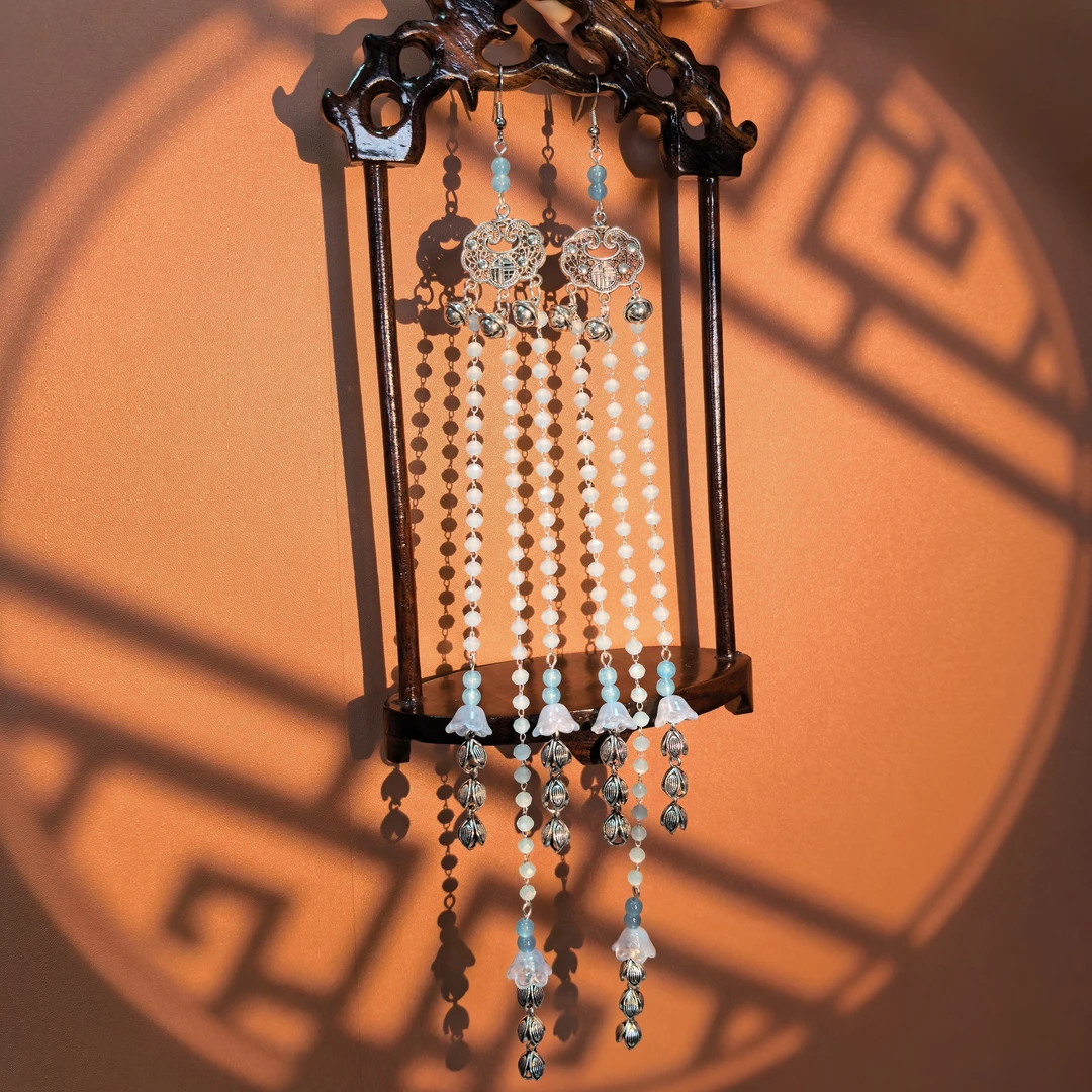 铜合金仿水晶耳饰 【婉清】原创自制国风流苏耳环