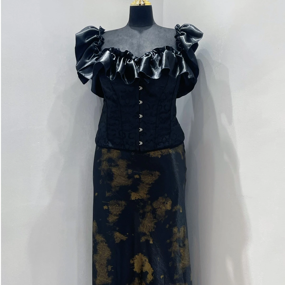 《婉君定制》新国潮提花醋酸半身裙