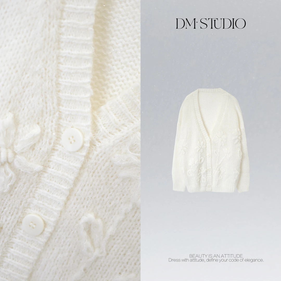 DEDM•STUDIO/秋冬极简慵懒气质减龄排扣针织开衫2601ZZS/MS65109