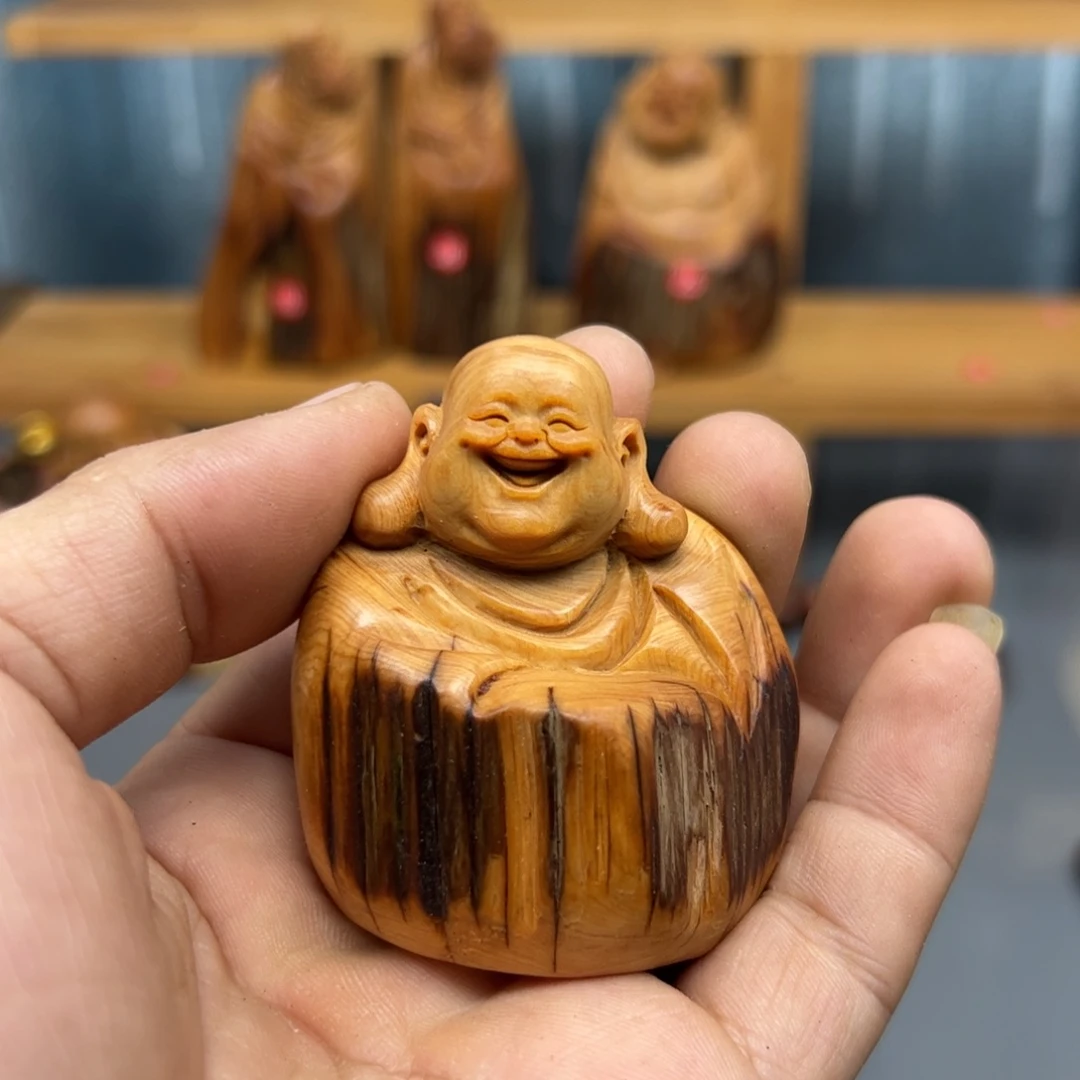 乖***人木崖柏木摆件手把件