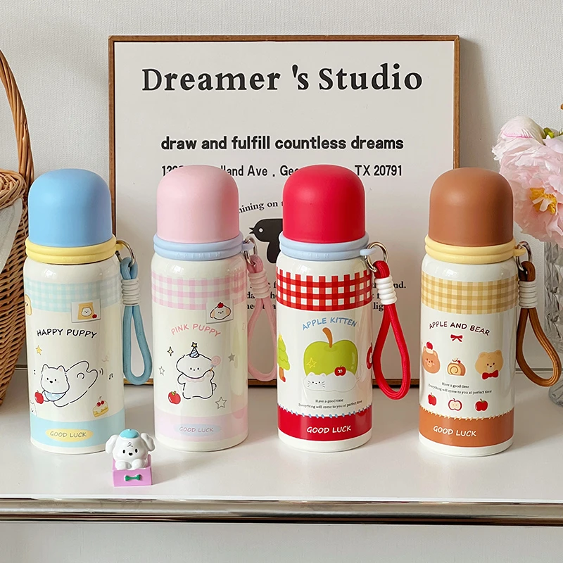 316不锈钢萌趣保温杯双盖可爱保温保冷杯可爱学生保温杯