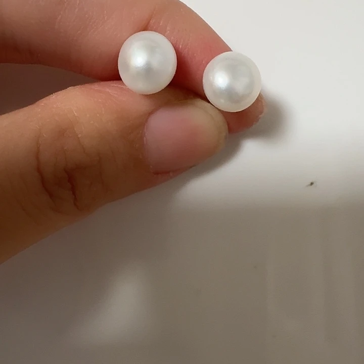耳饰银S925镶嵌淡水珍珠8-9mm