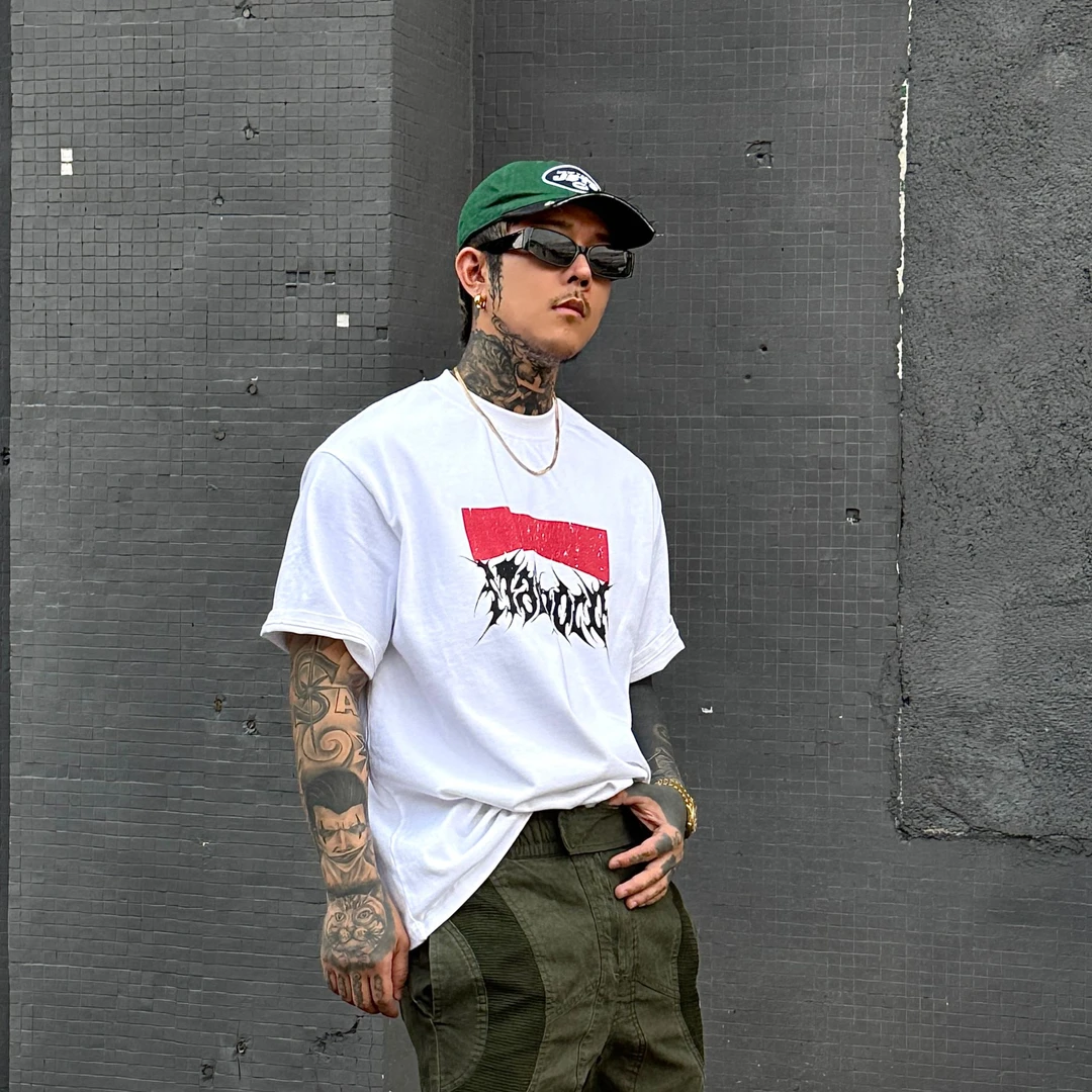 白鹤大人 重磅360g美式小众个性印花宽松t恤时尚男女纯棉情侣半袖