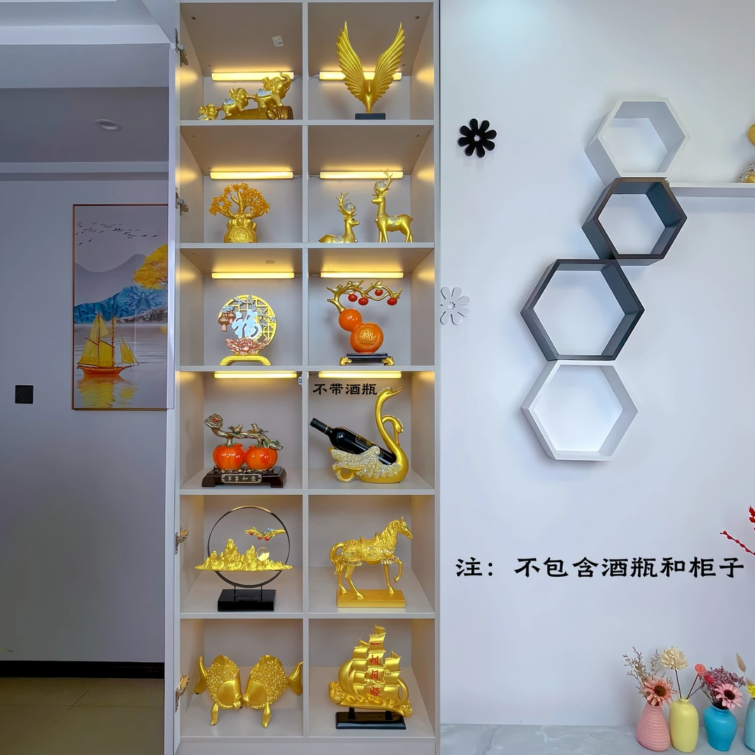 创意新中式玄关电视柜酒柜大套装饰品客厅工艺品开业乔迁礼物摆件