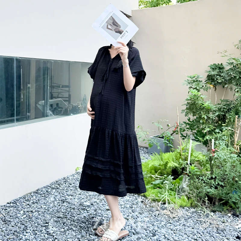 ZH&AH【圣马丁】夏季新款时尚气质百搭设计感孕期显瘦通勤连衣裙