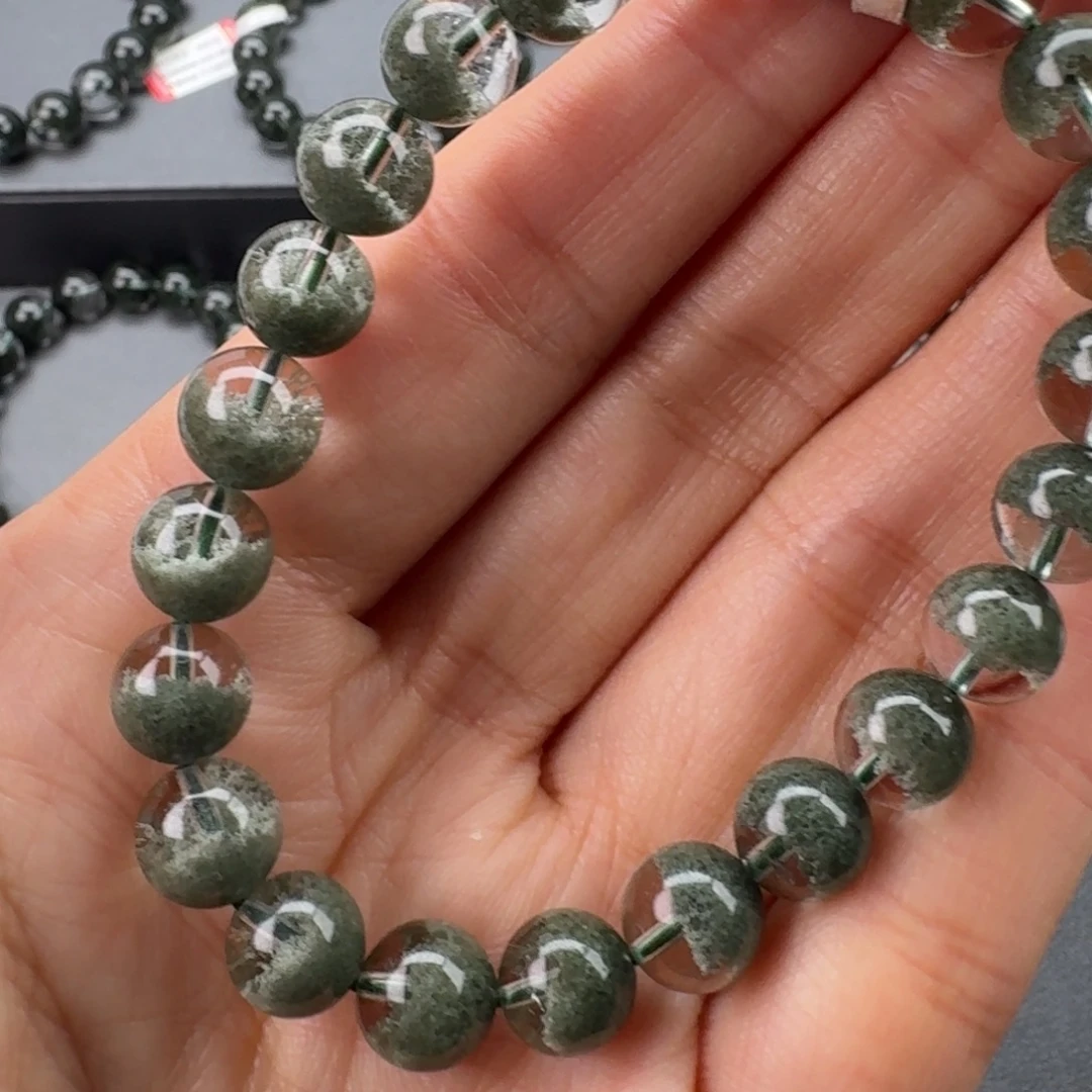 未镶嵌水晶手链天然绿幽灵聚宝盆毕业级19.63。8.5