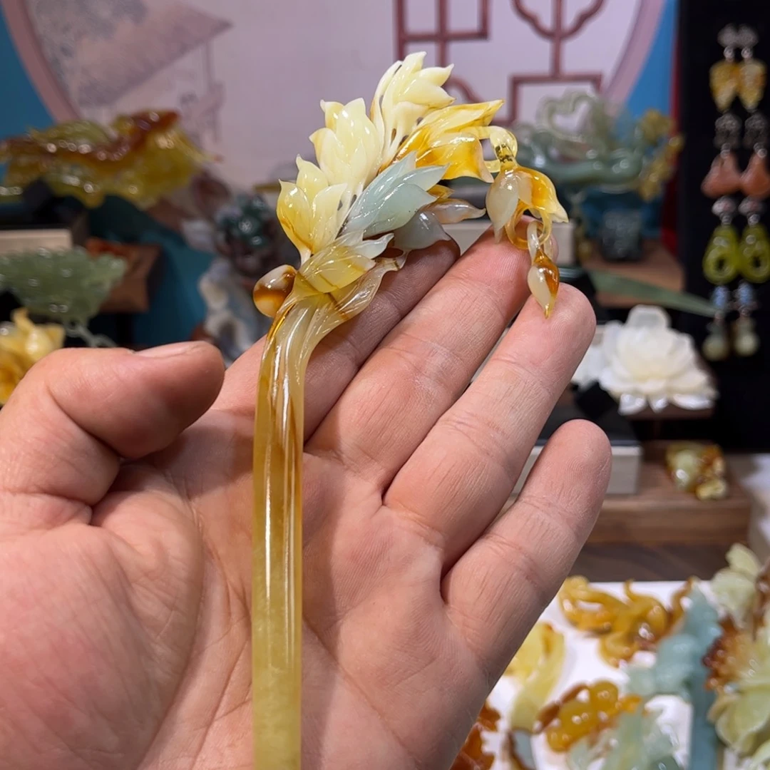 蛇纹石玉发簪合金E****g