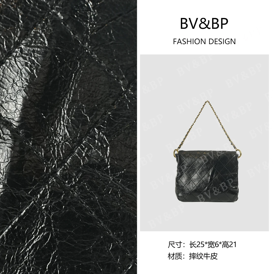 BV&BP· 原创设计 真皮高定单肩斜跨包 BV040-黑色