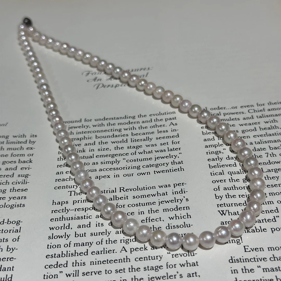 日本海水澳白项链 银扣头约6mm强光百搭简约 节日