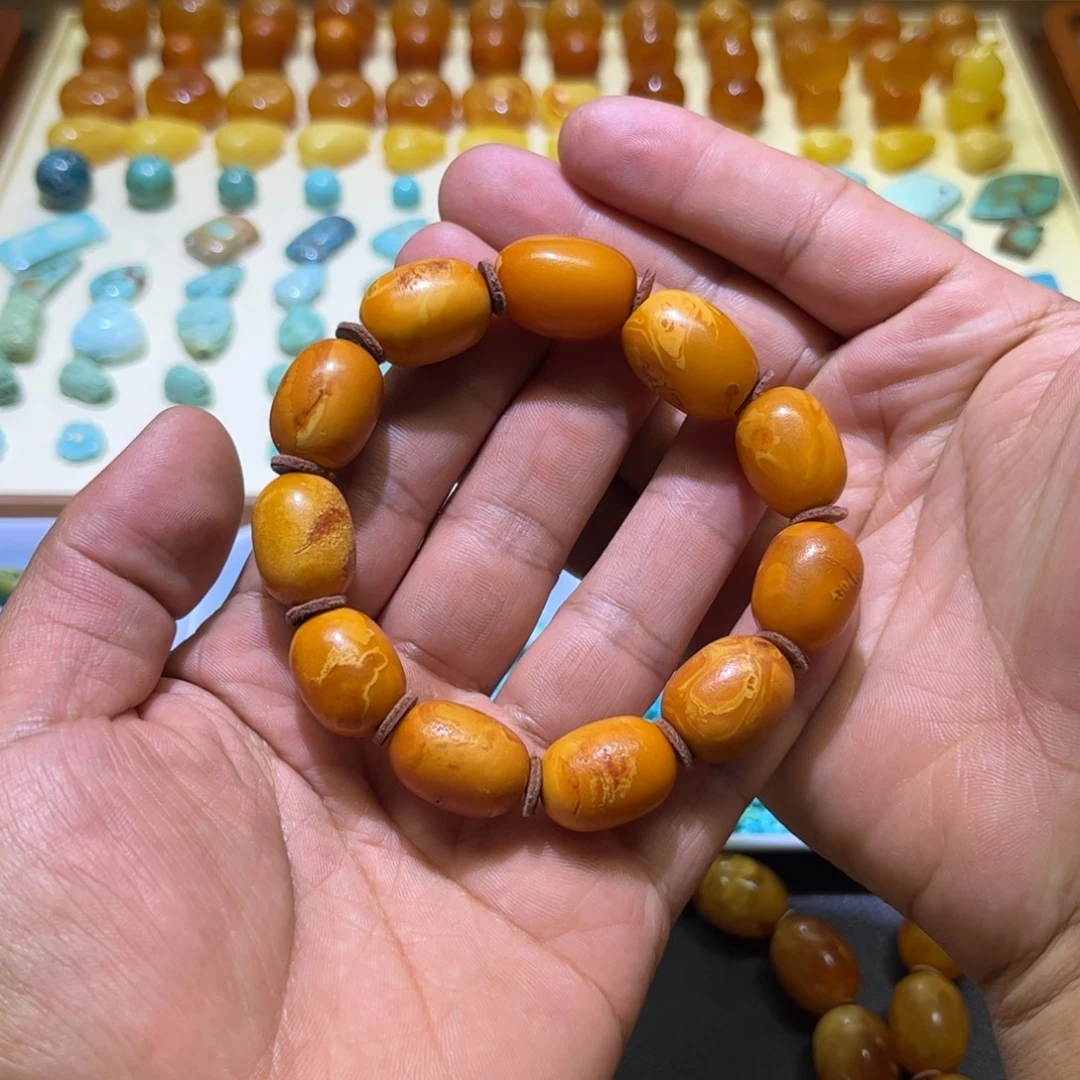 琥珀未镶嵌手链枣珠手串