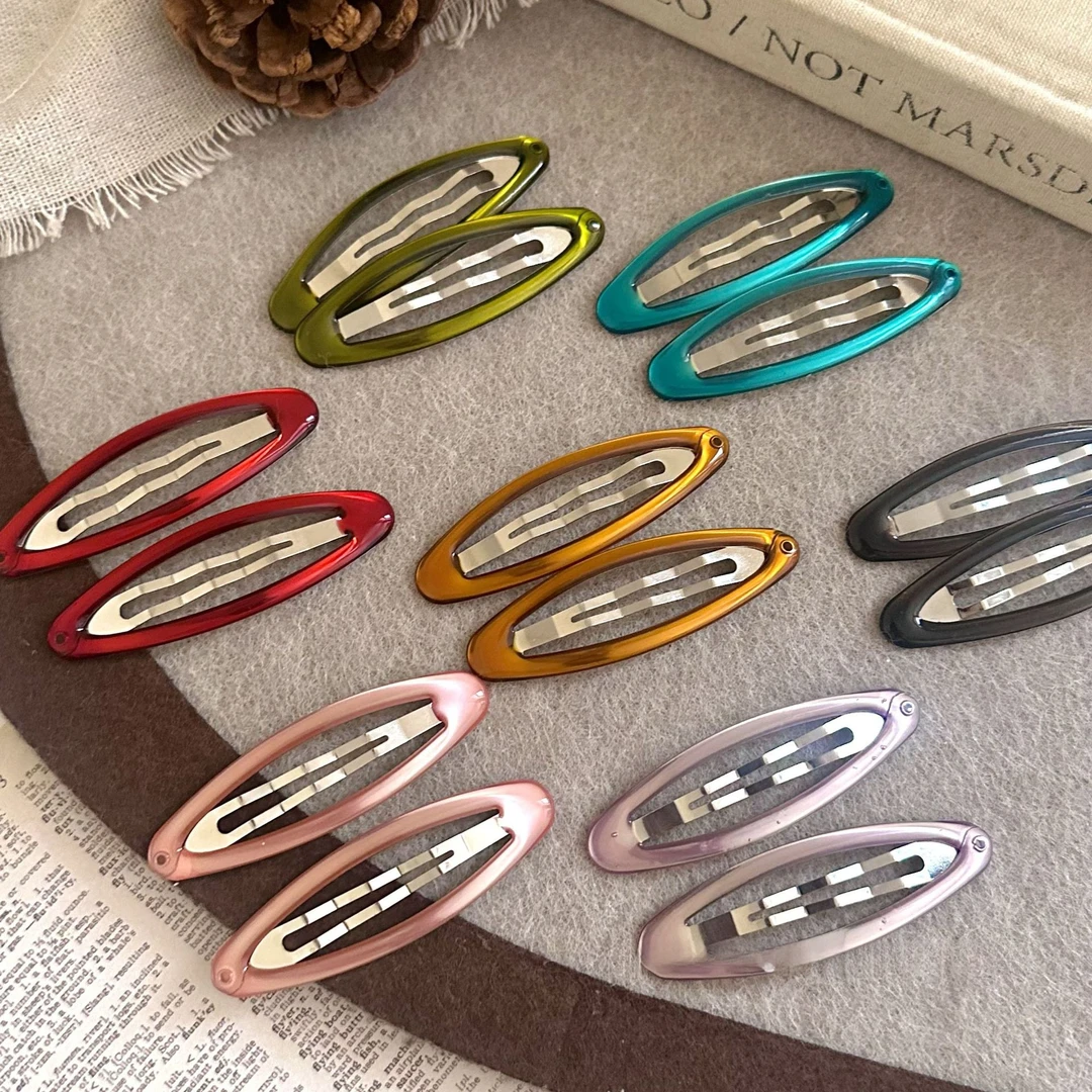 韩国博主同款纯色滴油镂空椭圆发夹简约气质刘海侧边夹碎发夹头饰