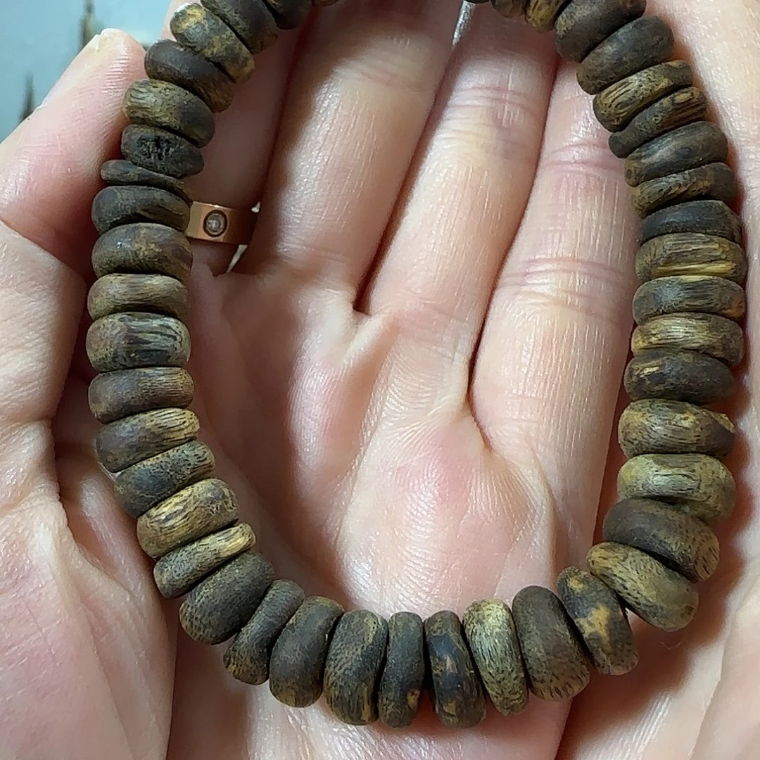 沉香手串绿奇楠沉香算盘珠单圈定制款11克+手串