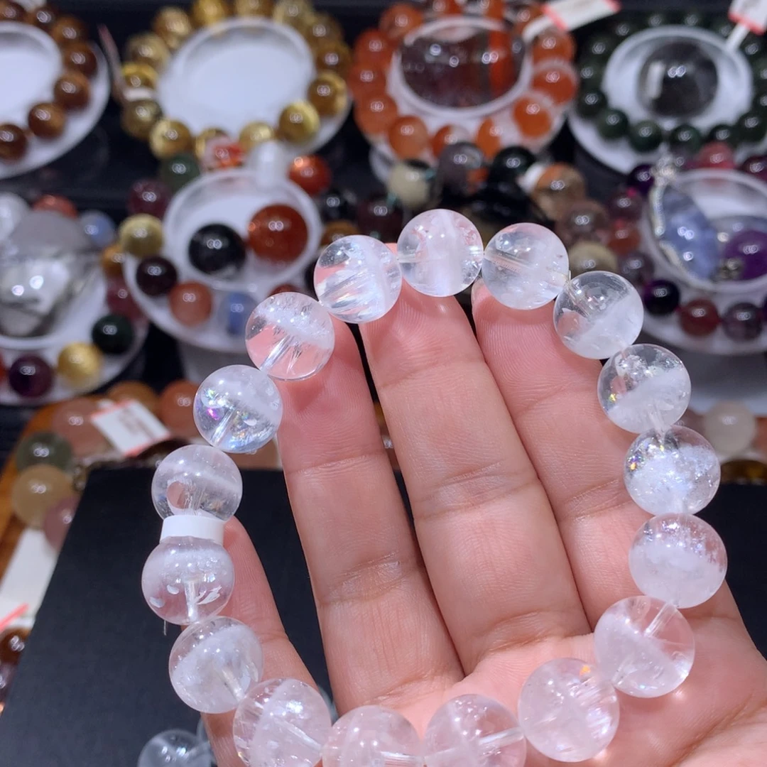 未镶嵌手链水晶白幽灵12.8mm