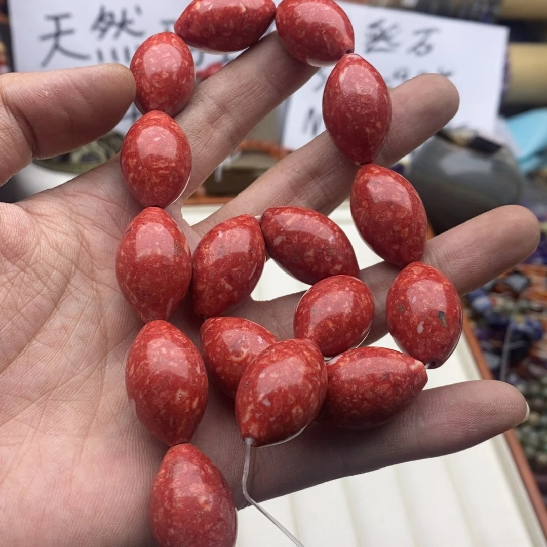 玛瑙/玉髓未镶嵌珠宝半成品一条天然16×25草.珊蛋形玉化