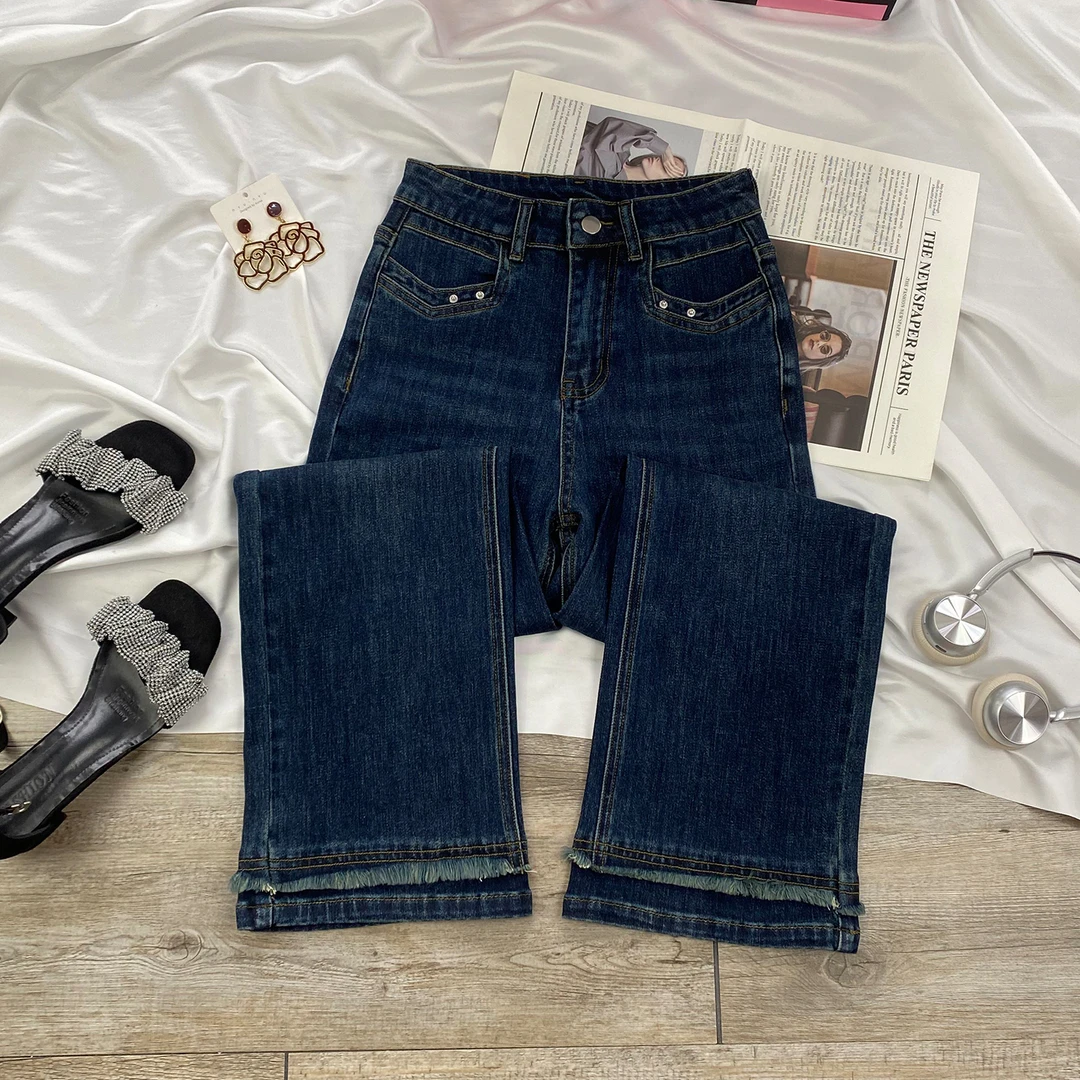 今年流行直筒牛仔裤女2025年秋装新款高腰显瘦窄版小个子烟管裤女