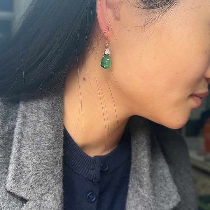 玛瑙/玉髓银S925镀金镶嵌耳钉