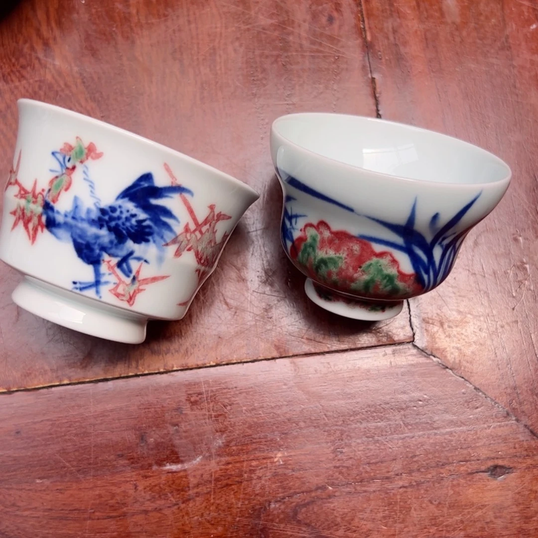 摆件魂***月原矿青花釉里红瓷器