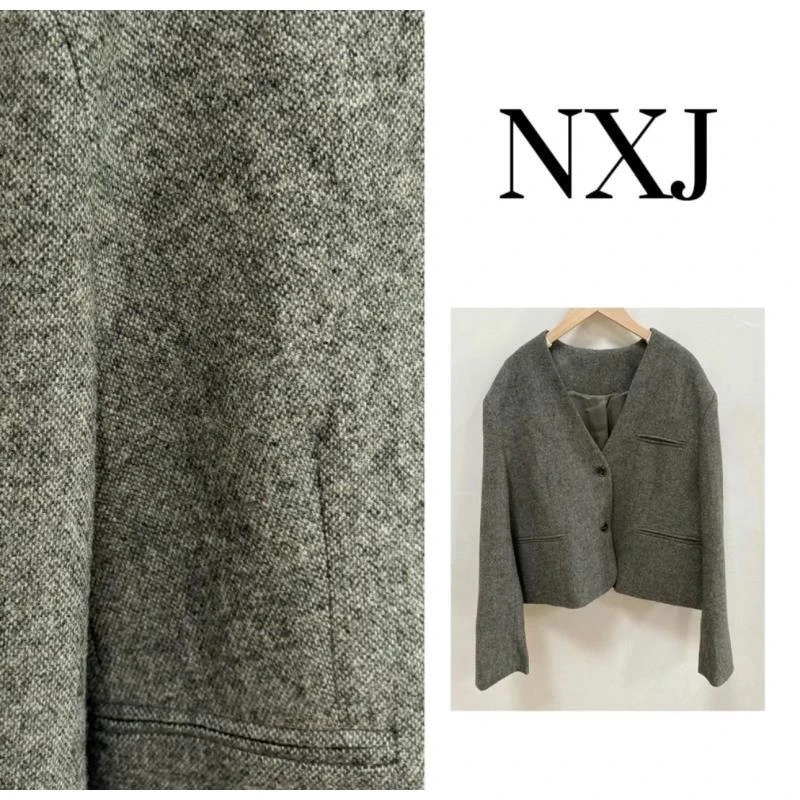 NXJ【龙井绿】微胖大码 小众英伦风短款羊毛外套250935