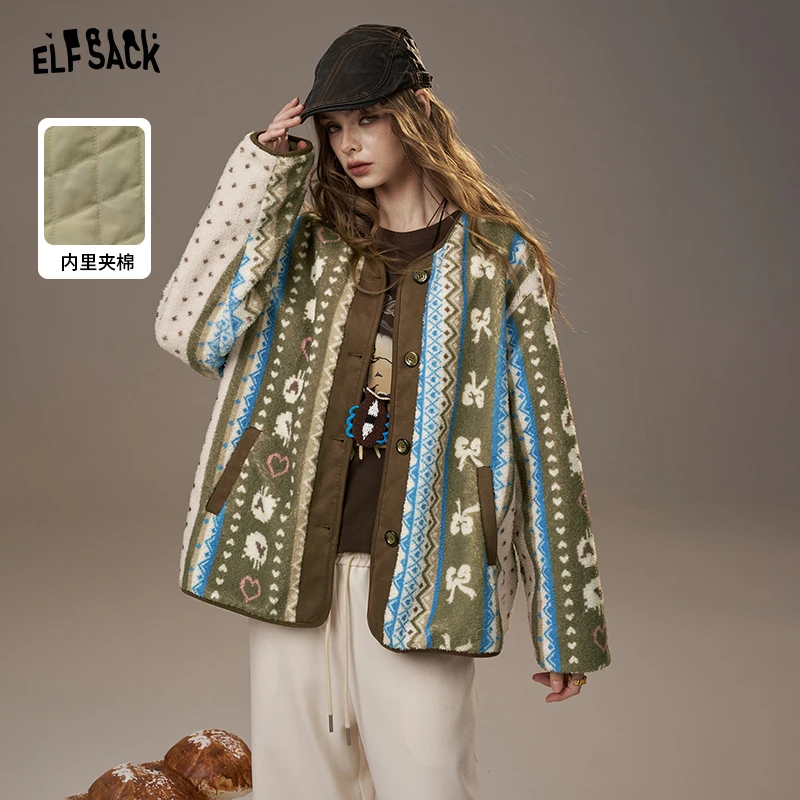 【云c专属】妖精的口袋复古费尔岛羊羔毛外套女冬季毛绒宽松