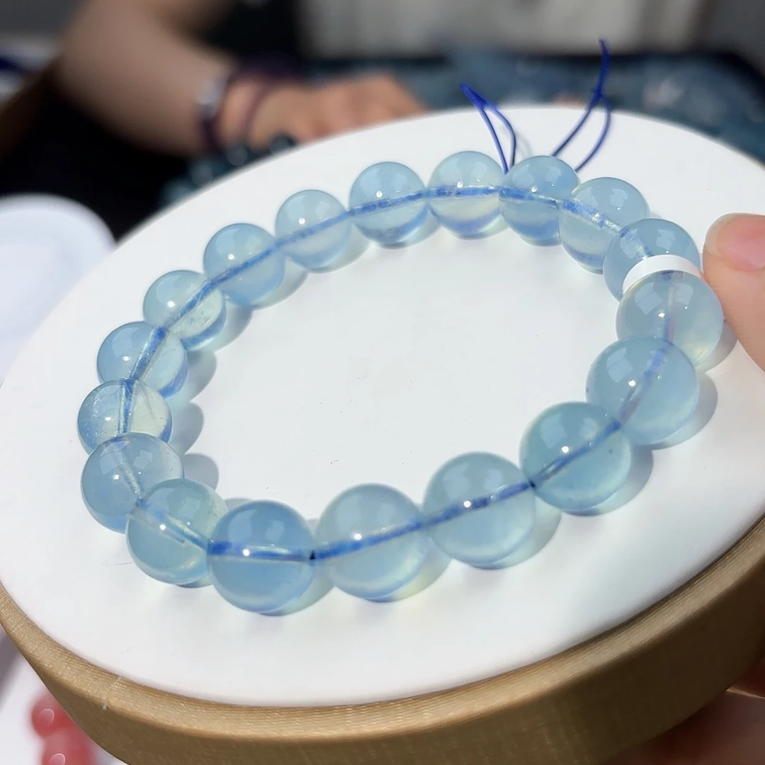 天然辰砂海蓝宝手串