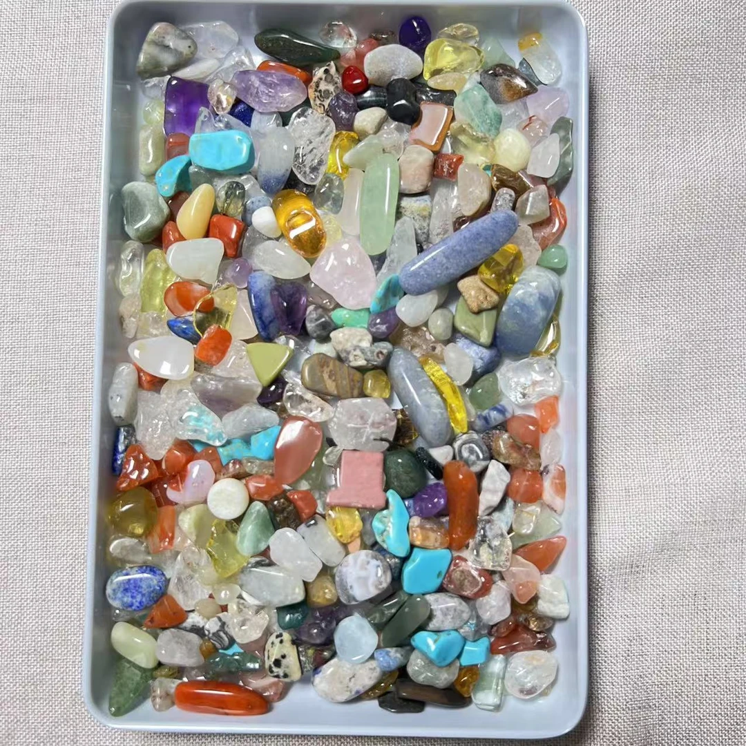 天然五彩水晶碎石混装彩色原石