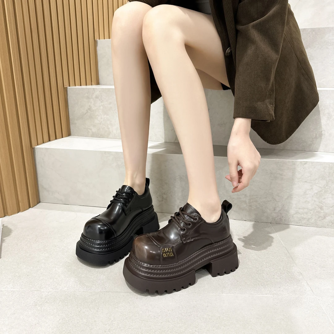 【阳光正好】真皮时尚百搭增高厚底春季新款舒适乐福鞋108-5