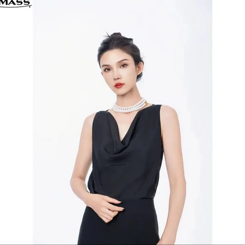 AMASS/阿玛施【松弛感]轻奢百搭显瘦气质荡领吊带背心上衣5301076