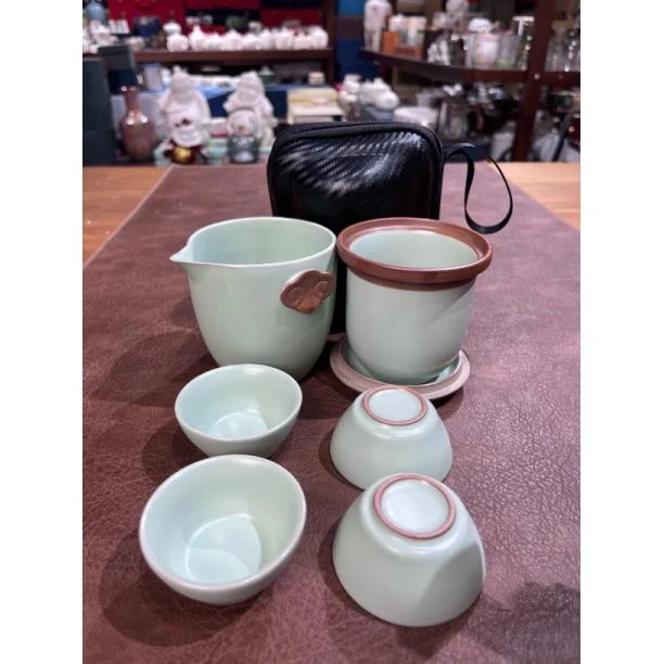 472天青开片福一壶四杯旅行茶具