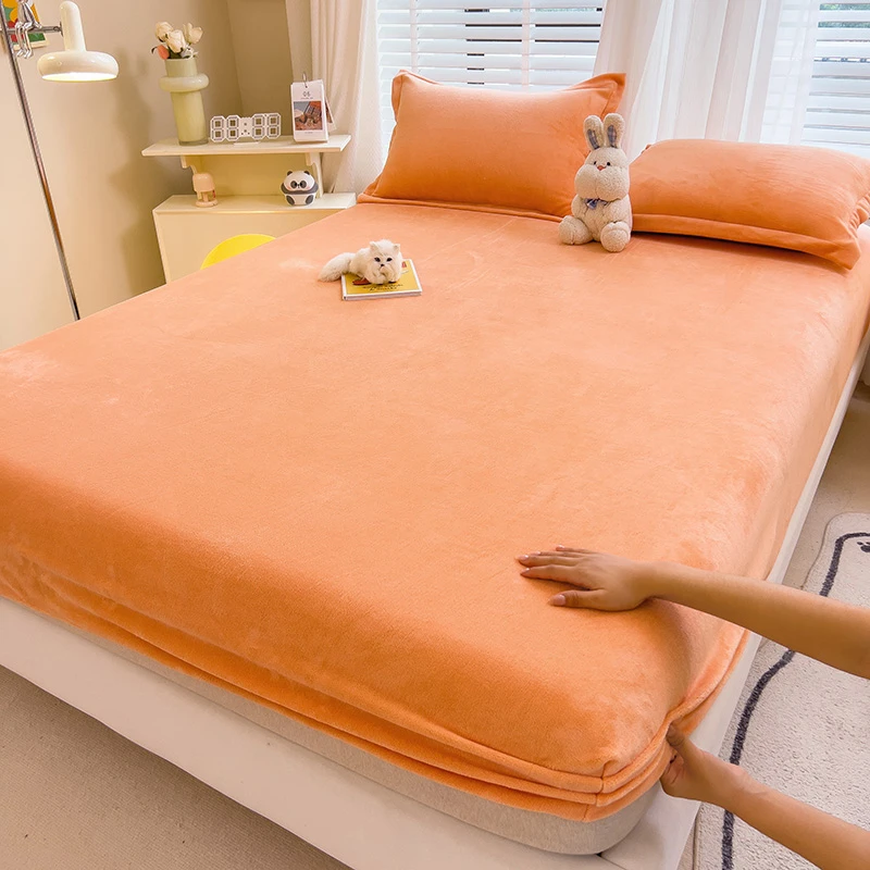 加厚牛奶绒床笠冬季加绒单件单人全包床垫保护罩床单珊瑚绒床罩套