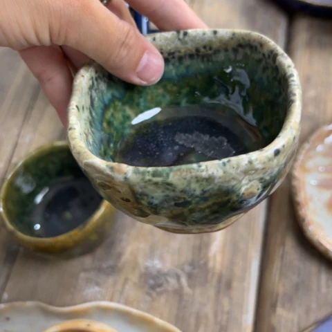 碗手工手捏咖啡杯壶承