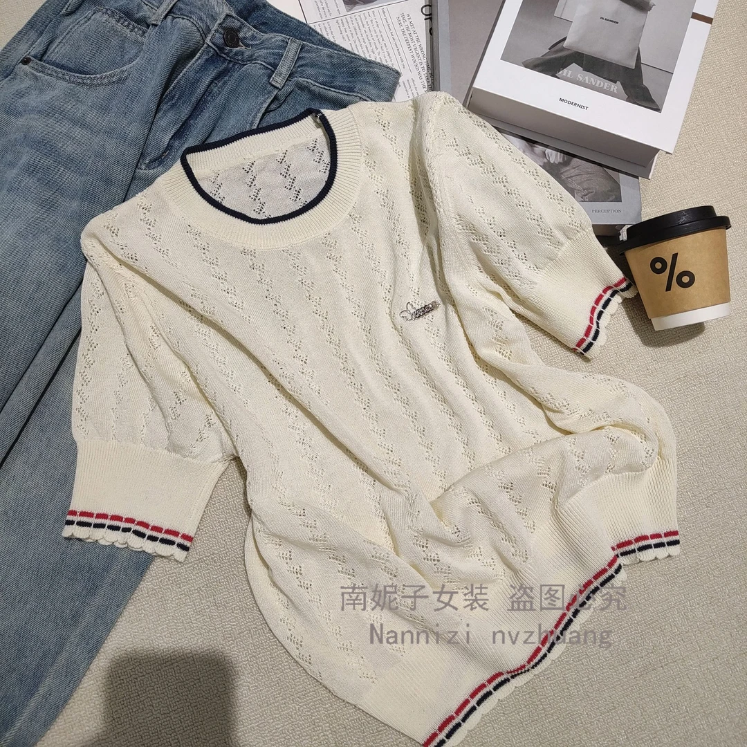 南妮子女装夏装套装2025新款爆款气质百搭休闲透气针织衫YY9349