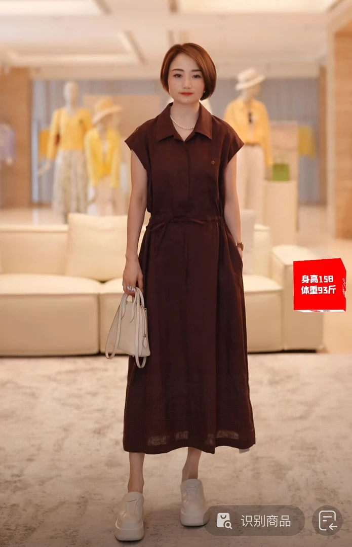 【无花果】气质舒适全亚麻收腰无袖设计显瘦连衣裙6S360L37103