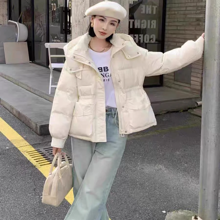 8907羽绒服女毛领连帽短款90白鸭绒外套