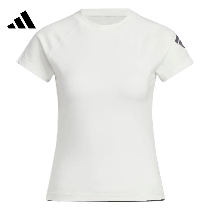 adidas阿迪达斯女子FUSTL W TEE SS2流光风针织无领短T恤KC3771
