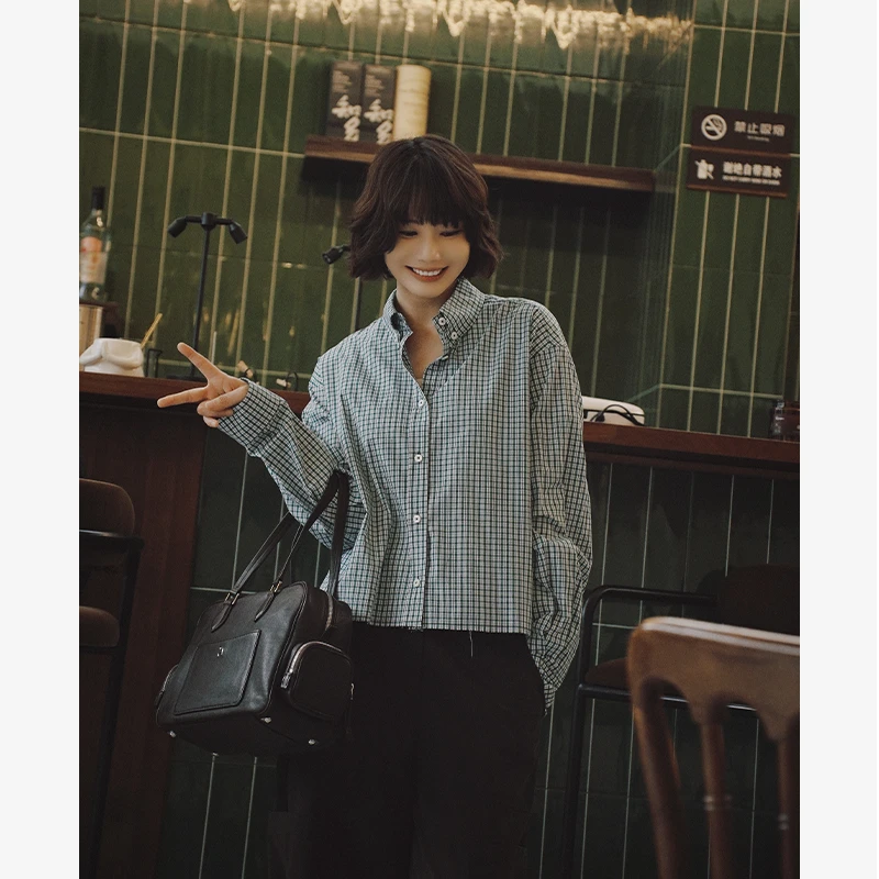 NorthMing fish 100匹马棉 休闲清新格纹衬衫