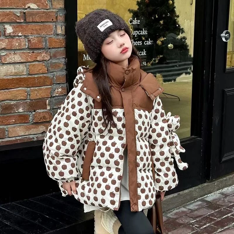 501068《现》韩版儿童休闲百搭时尚男童女童连帽洋气拼色羽绒服