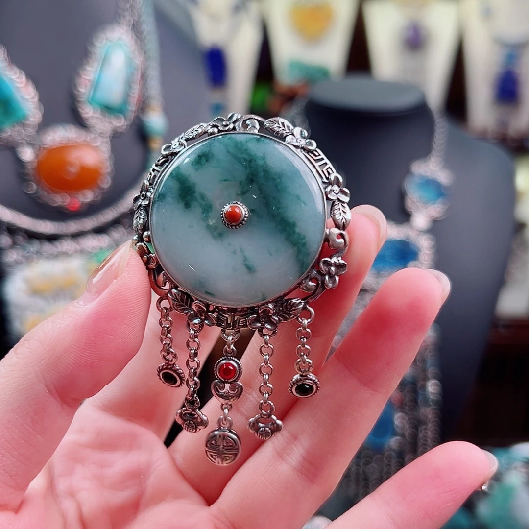 翡翠银S925镶嵌戒指戒指