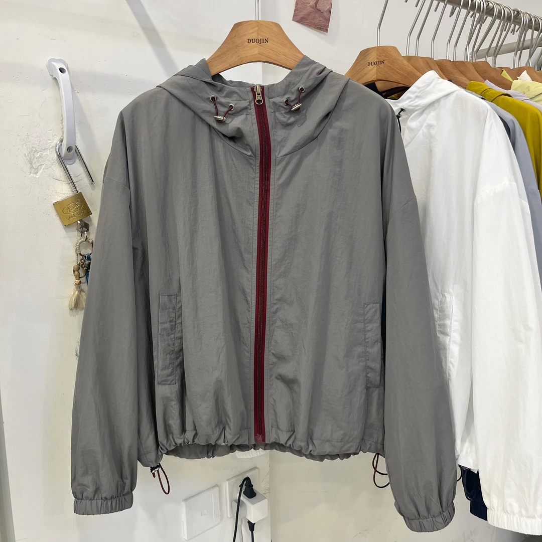 撞色连帽宽松防晒衣女夏季2025新款薄款透气冲锋衣冰丝防晒服外套