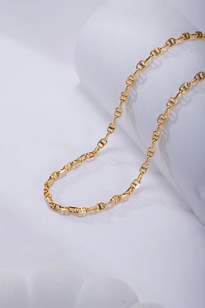 【玉素专属】18K金重金版猪鼻子项链50cm  轻奢时尚 气质 素金百搭