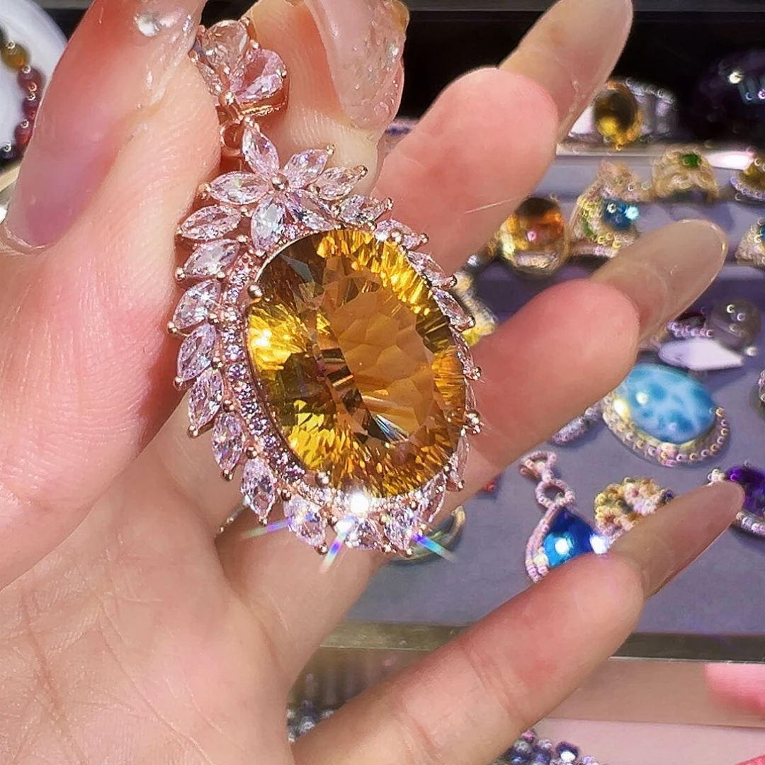 银S925镶嵌珠宝半成品黄晶
