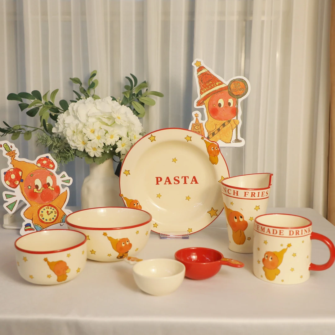 TOTYE·星星人美式浮雕餐具 2025新款可爱立体陶瓷碗盘碟杯餐具