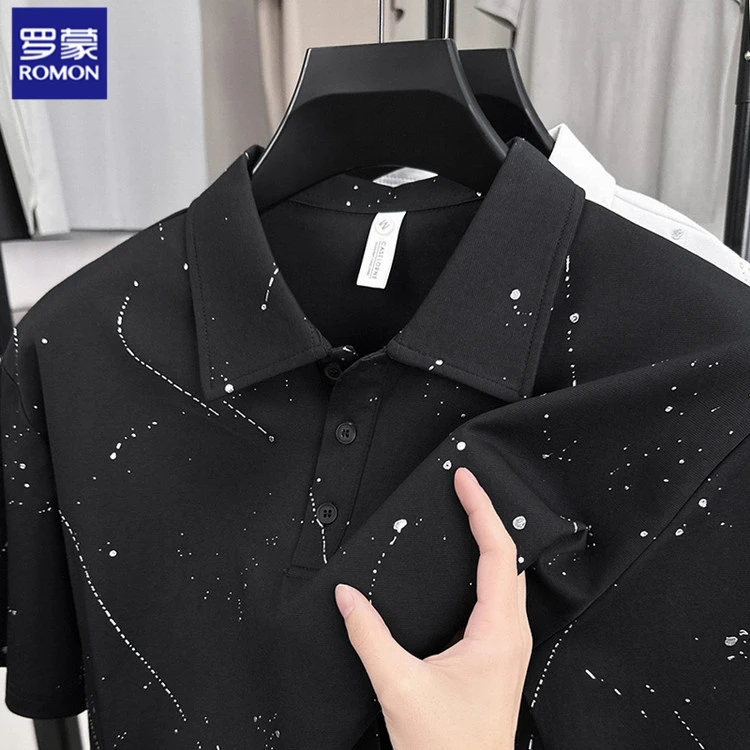 罗蒙男士轻奢polo衫休闲商务短袖凉感速干翻领半袖上衣高级感男装