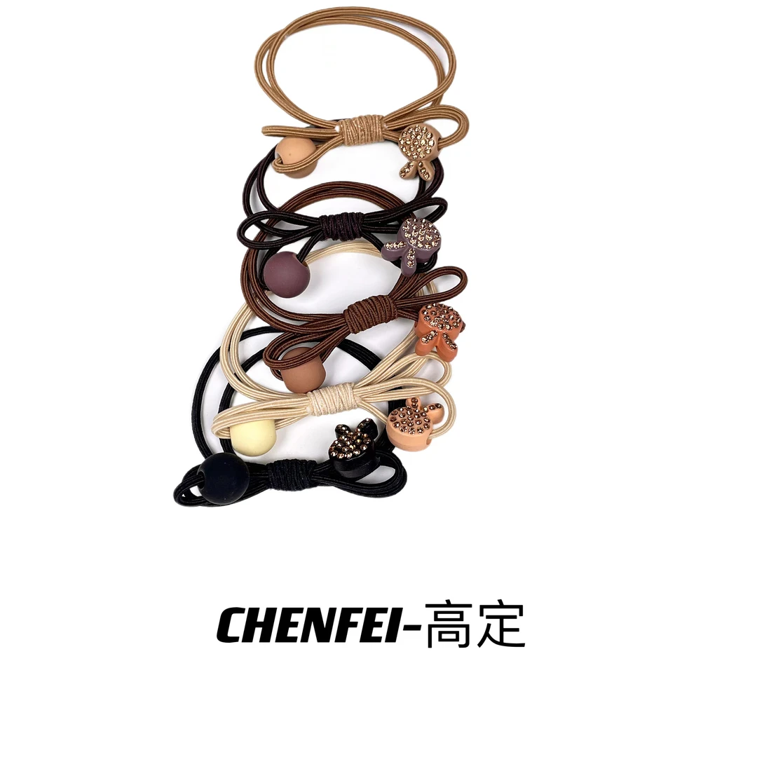 A五个装奶咖色蝴蝶结头绳高弹力扎头发橡皮筋不伤发丸子头1323