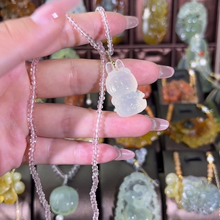 蛇纹石玉合金颈饰