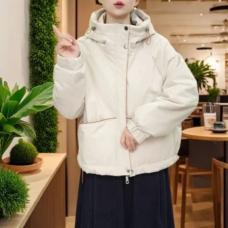 2025秋冬新款连帽加厚款棉服外套女设计感时尚百搭宽松休闲棉衣潮