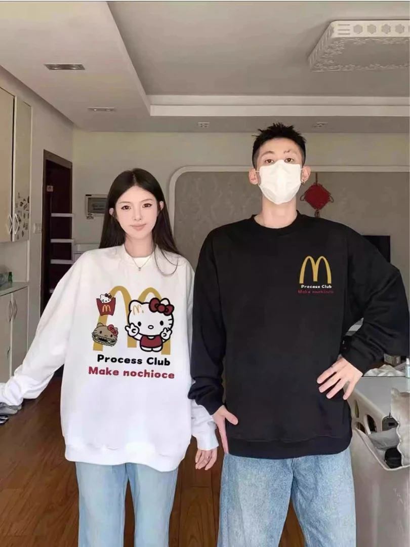 高级感小众情侣装卫衣男女早秋2025新款潮流宽松圆领长袖上衣服