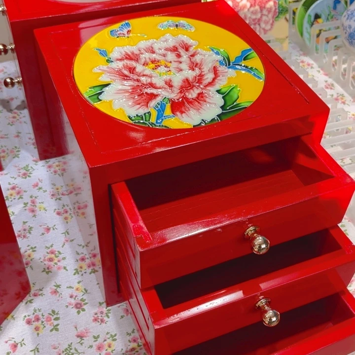 加大款瓷板画艺术作品三层柜子放遥控器放钥匙放面膜和化妆品